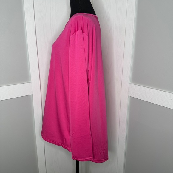 Real Essentials Long‎ Sleeve Workout Top 2X Pink & Black 2 Pack Activewear - Picture 2 of 6